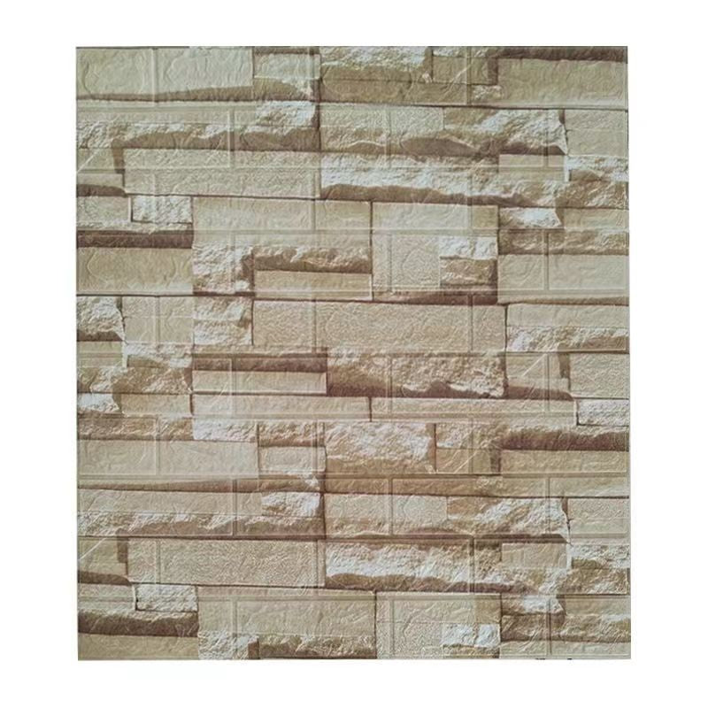 Set 10 Placi de Tapet, Flippy, Autoadezive, 70 x 77 cm, 2.5 mm Grosime, Suprafata Acoperita 5.3 mp, din PVC, Model Piatra, Bej