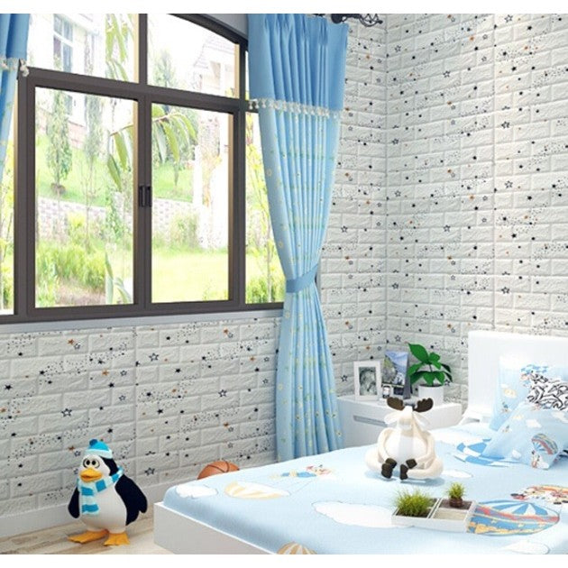 Set 10 Placi de Tapet, Autoadezive, 70 x 77 cm, Suprafata Acoperita 5.3 mp, din PVC, Model Stelute Curcubeu, Alb