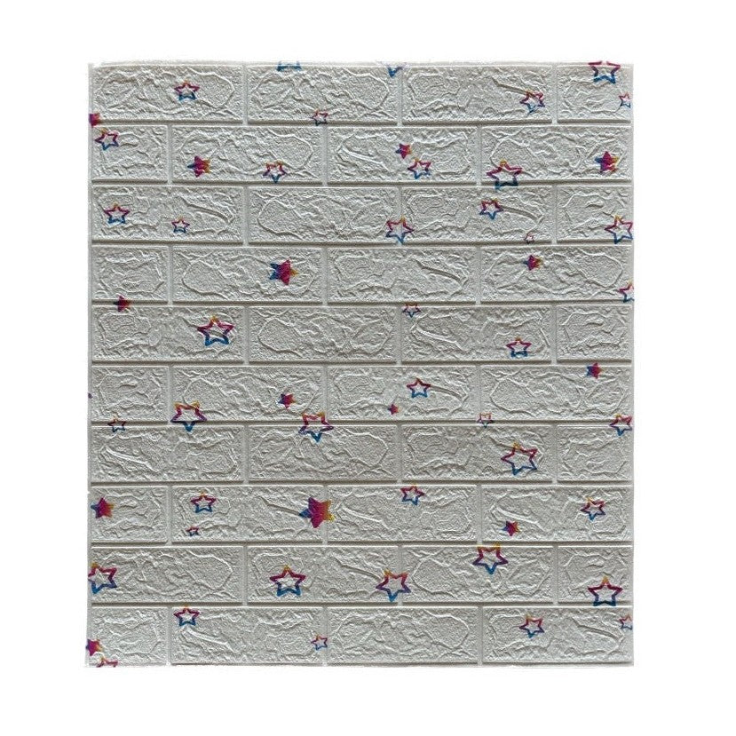 Set 10 Placi de Tapet, Autoadezive, 70 x 77 cm, Suprafata Acoperita 5.3 mp, din PVC, Model Stelute Curcubeu, Alb