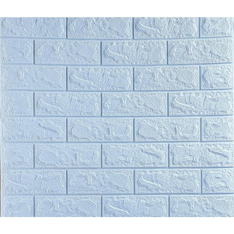 Set 10 Placi de Tapet, Autoadezive, 70 x 77 cm, 3.5 mm Grosime, Suprafata Acoperita 5.3 mp, din PVC, Model Caramida, Albastru Deschis