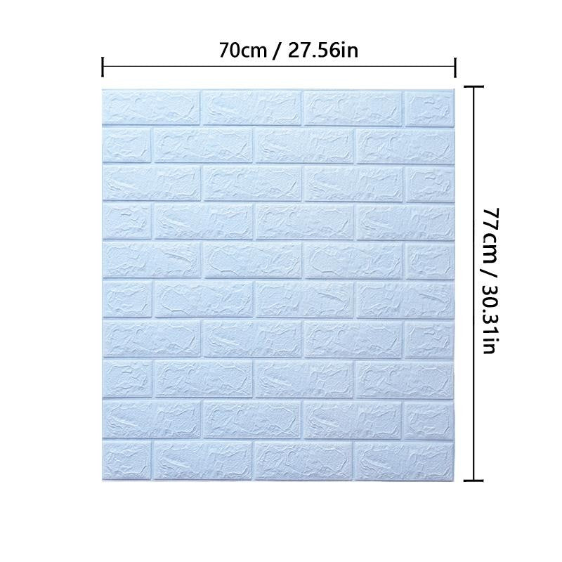 Set 10 Placi de Tapet, Autoadezive, 70 x 77 cm, 3.5 mm Grosime, Suprafata Acoperita 5.3 mp, din PVC, Model Caramida, Albastru Deschis