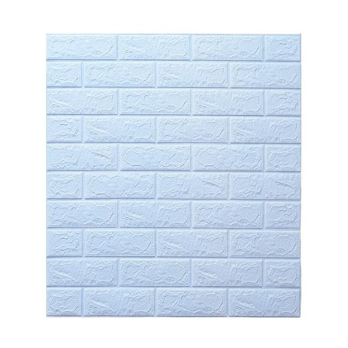 Set 10 Placi de Tapet, Autoadezive, 70 x 77 cm, 3.5 mm Grosime, Suprafata Acoperita 5.3 mp, din PVC, Model Caramida, Albastru Deschis