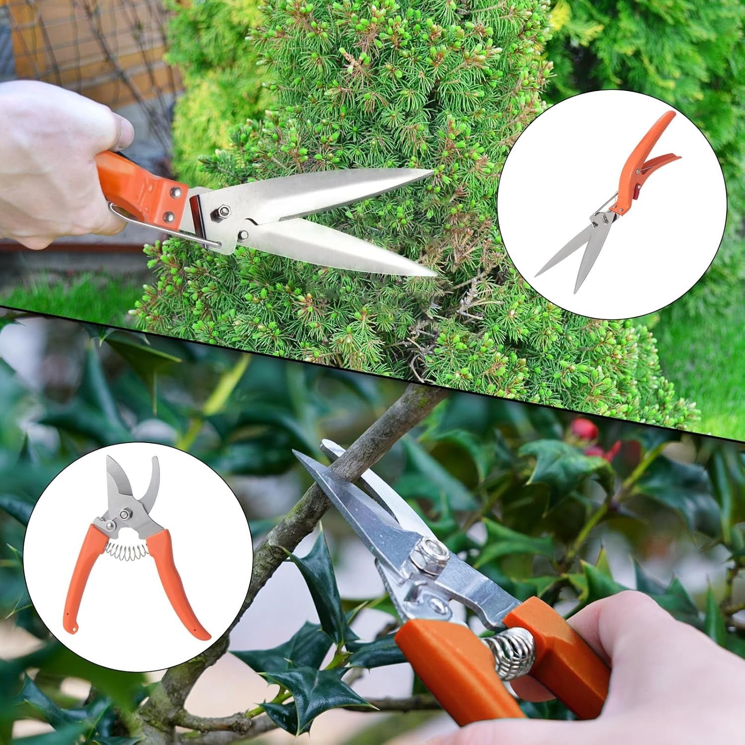 Set 10 Unelte de Gradina, pentru Plantare Prelucrare Sol si Ingrijire Plante, Manere Portocalii, Material PVC si Otel Inoxidabil, Cutie Inclusa, 37x28x7 cm, Negru