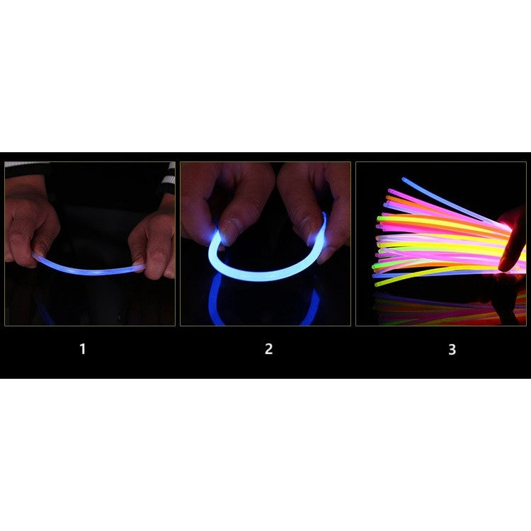 Set 100 Bratari Luminoase, pentru Petreceri, Fosforescente, Glow Sticks, 20 cm, Multicolor