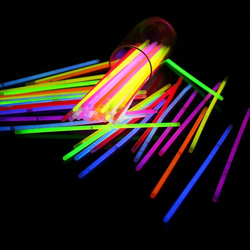 Set 100 Bratari Luminoase, pentru Petreceri, Fosforescente, Glow Sticks, 20 cm, Multicolor