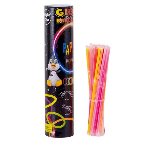 Set 100 Bratari Luminoase, pentru Petreceri, Fosforescente, Glow Sticks, 20 cm, Multicolor