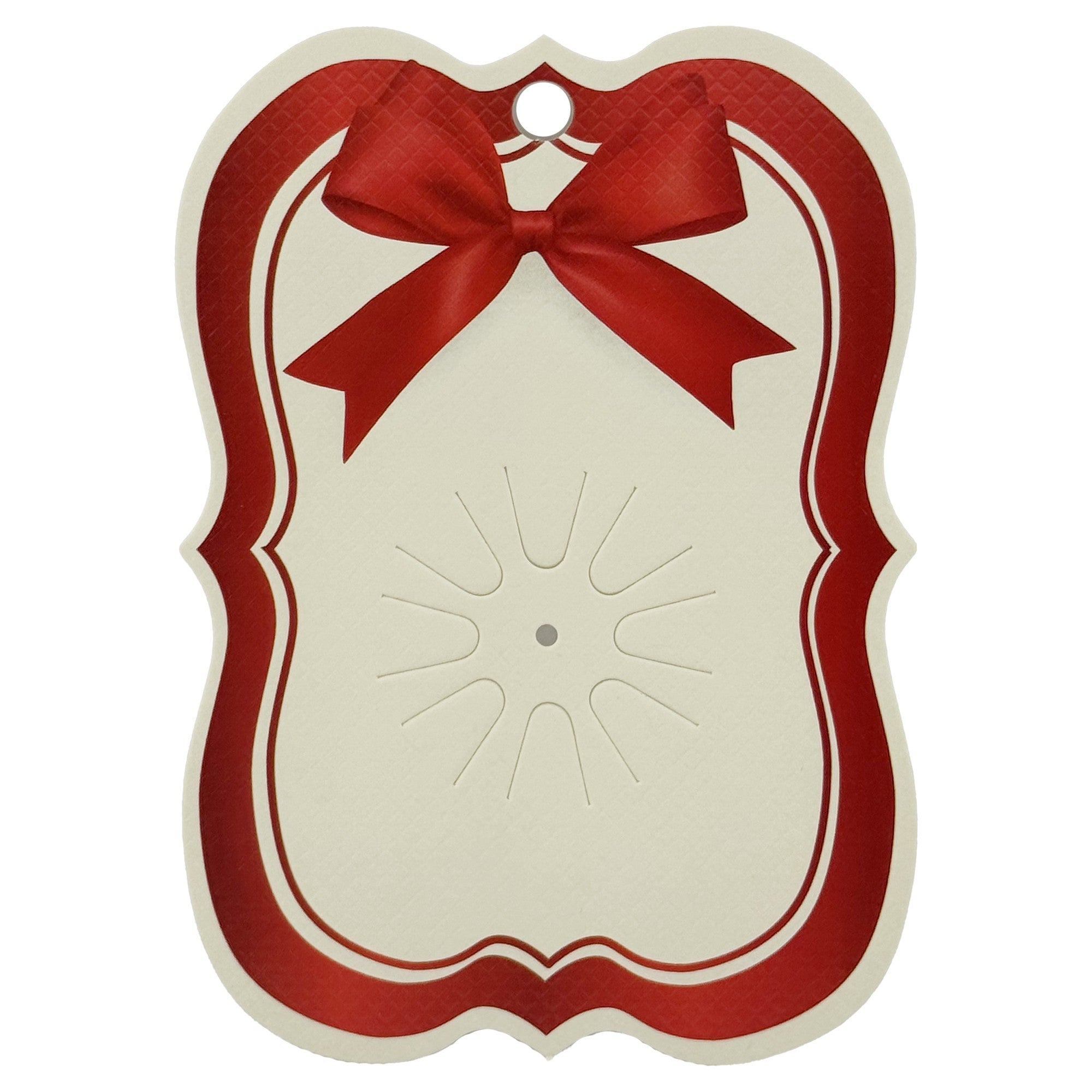 Cartonase Ambalaj pentru Martisor, Set 100 buc, Model Printat cu Fundita, 10 x 7 cm, Rosu/Cream