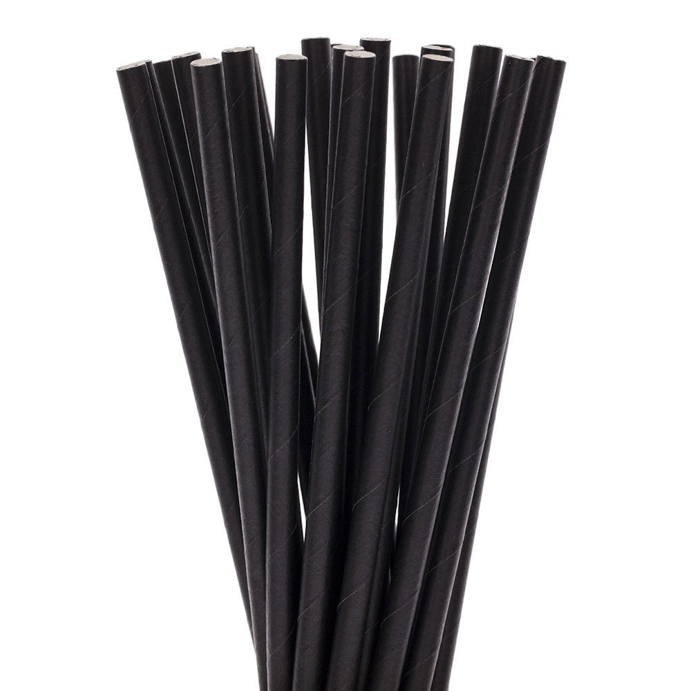 Set 100 Paie, din Hartie, 20 cm, Model Uni, Negru
