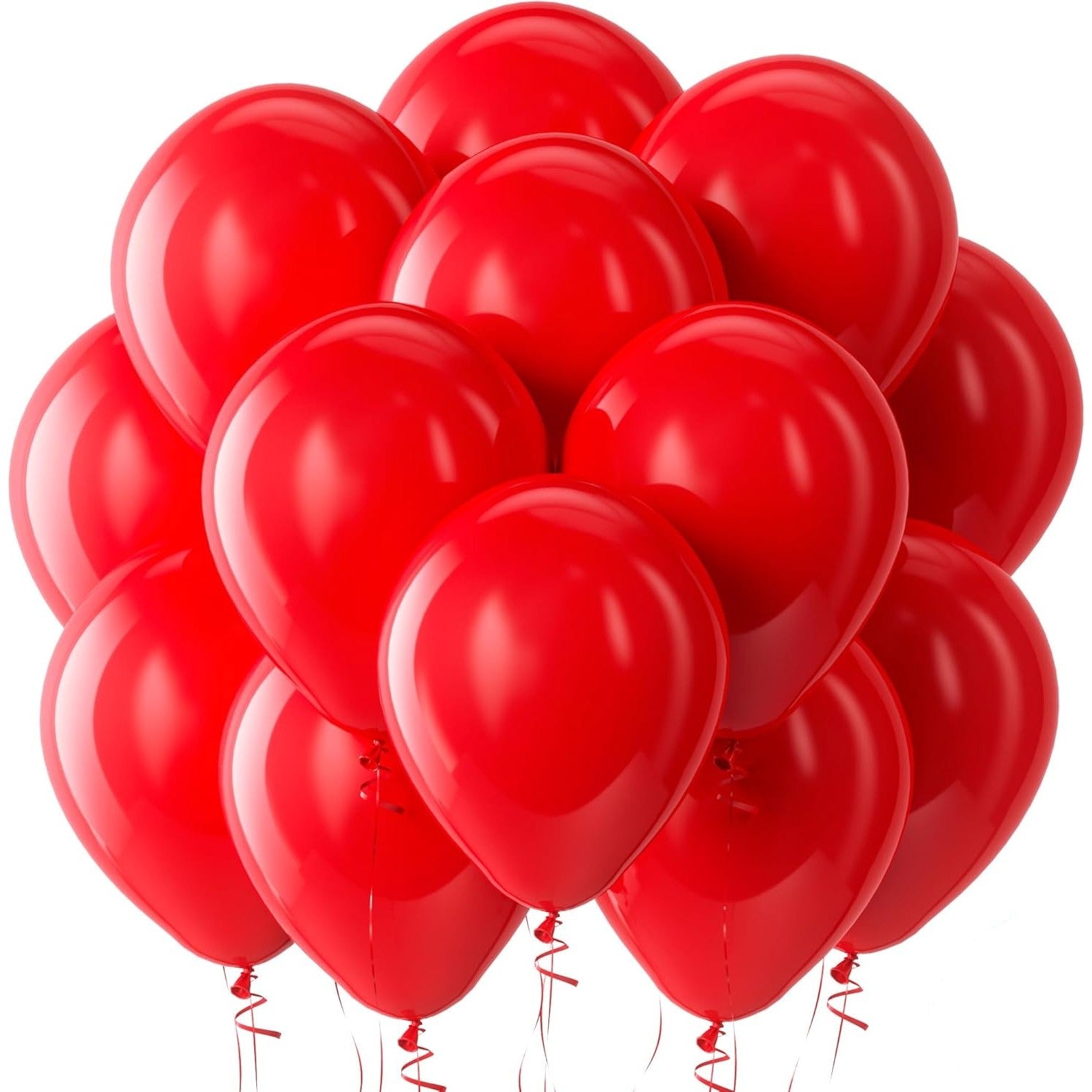 Set 12 Baloane, Flippy, din Latex Standard, 25 cm, Rosu