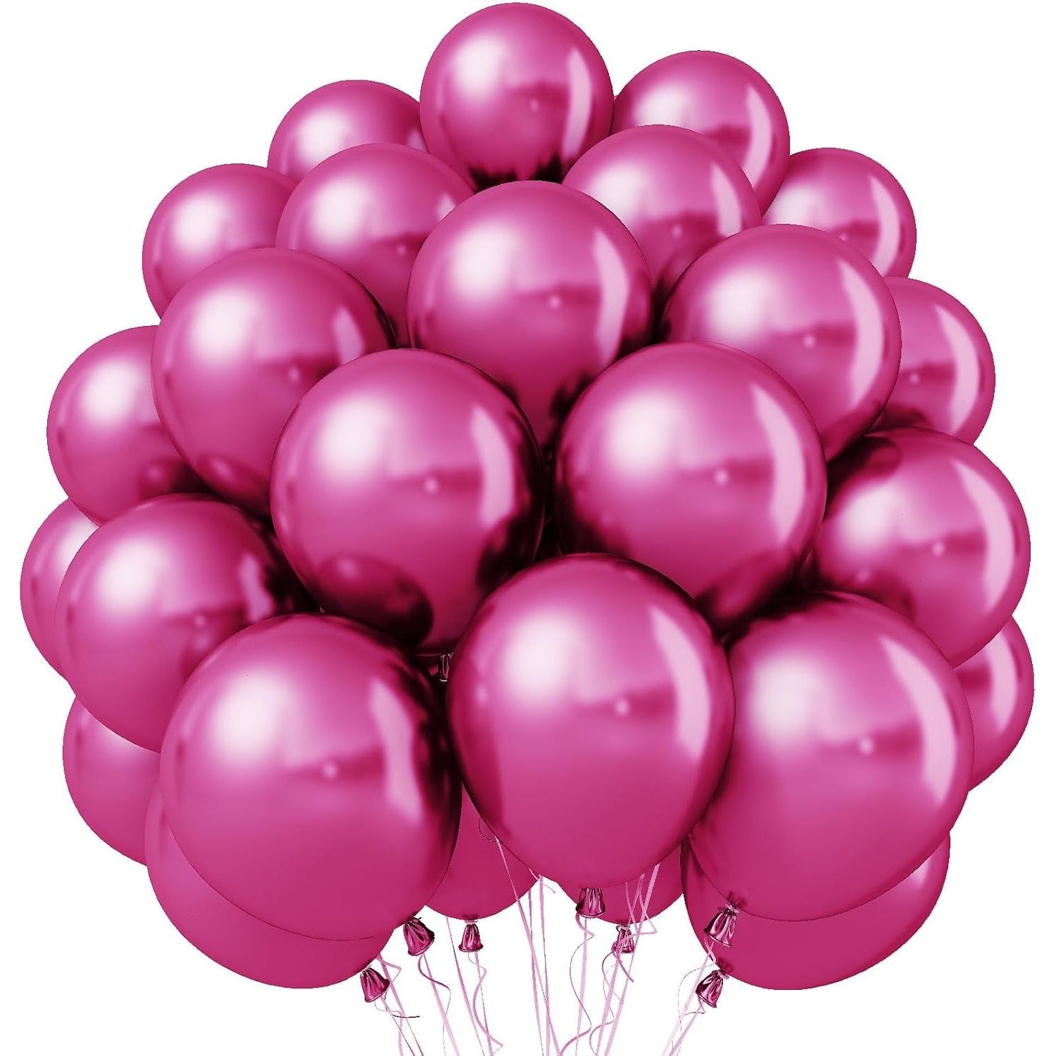 Set 12 Baloane, din Latex Chrome, 25 cm, Fucsia