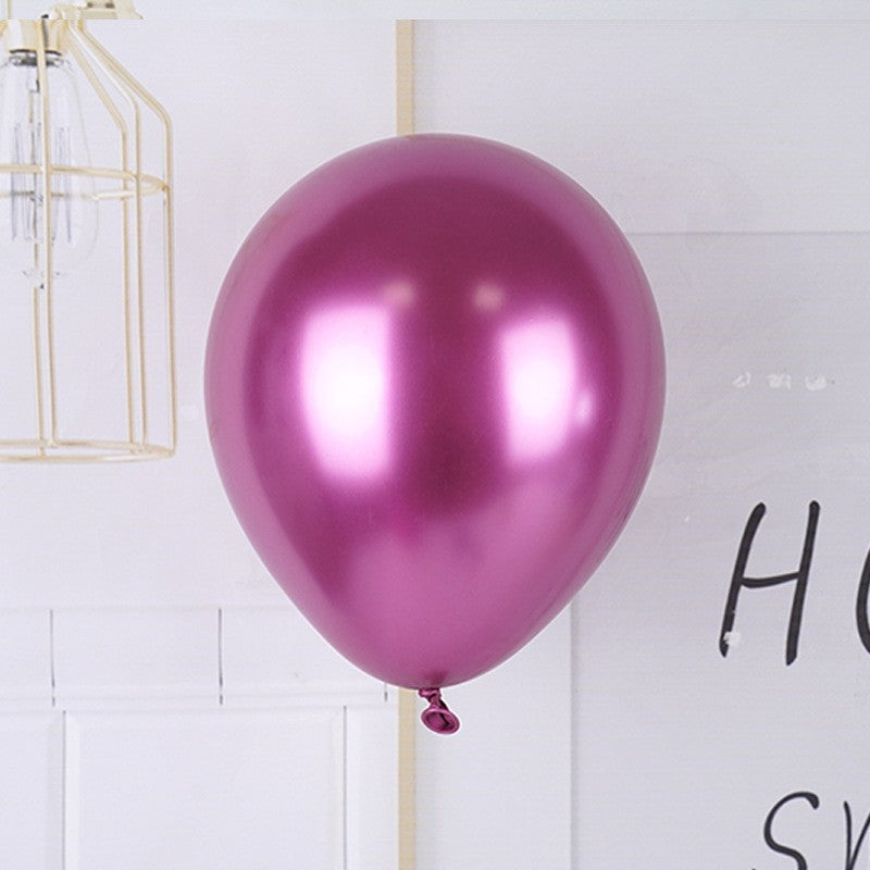 Set 12 Baloane, din Latex Chrome, 25 cm, Fucsia