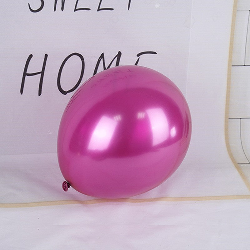 Set 12 Baloane, din Latex Chrome, 25 cm, Fucsia