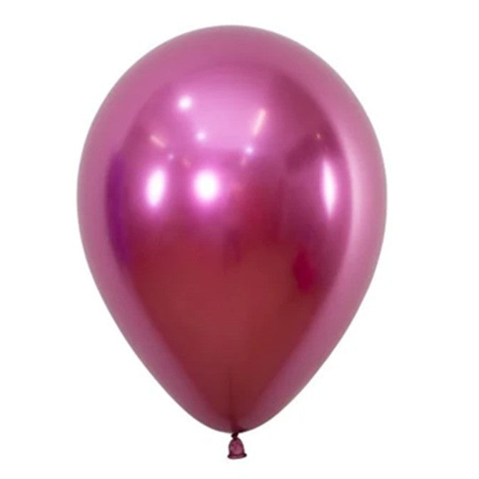 Set 12 Baloane, din Latex Chrome, 25 cm, Fucsia