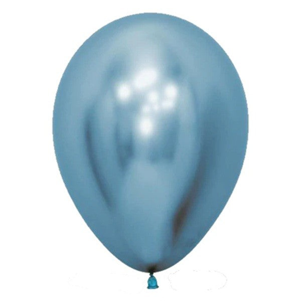 Set 12 Baloane, din Latex Chrome, 25 cm, Albastru Deschis