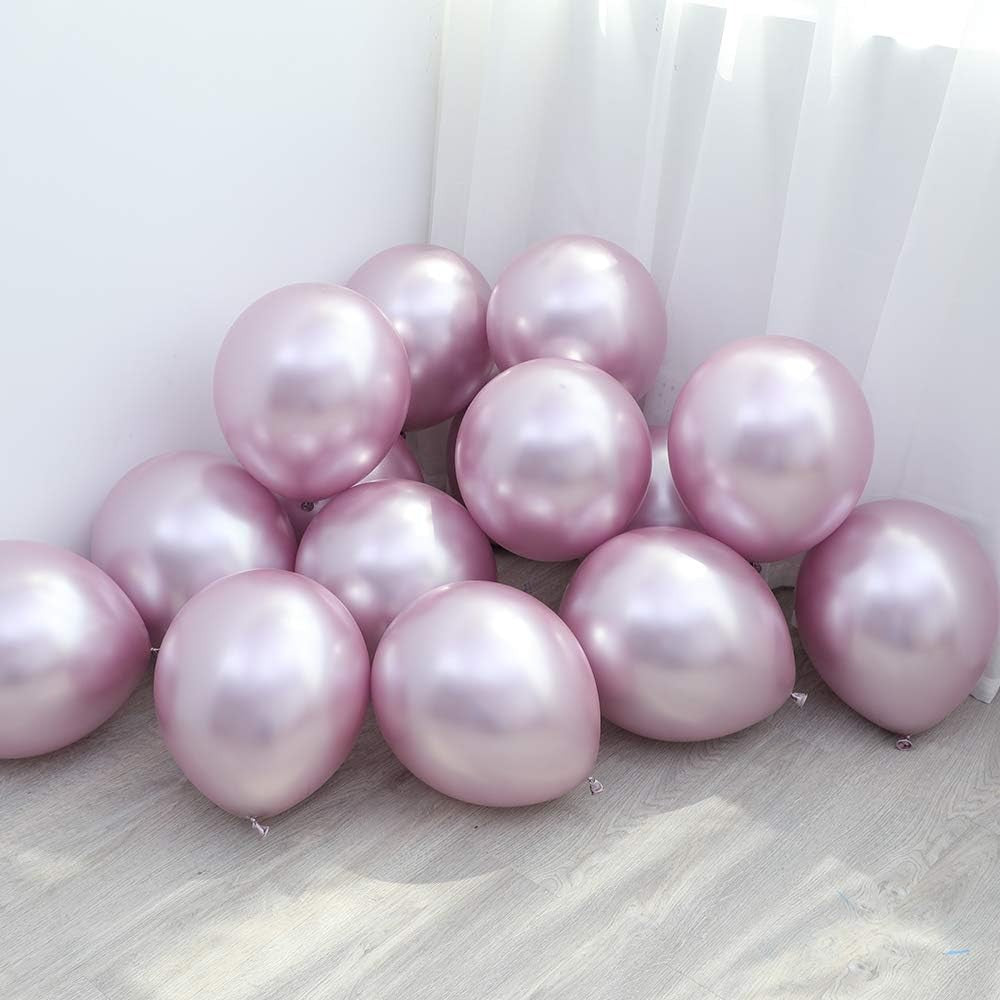 Set 12 Baloane, Flippy, din Latex Chrome, 25 cm, Mov Deschis