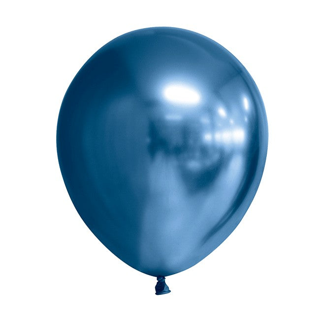 Set 12 Baloane, din Latex Chrome, 30 cm, Albastru Inchis