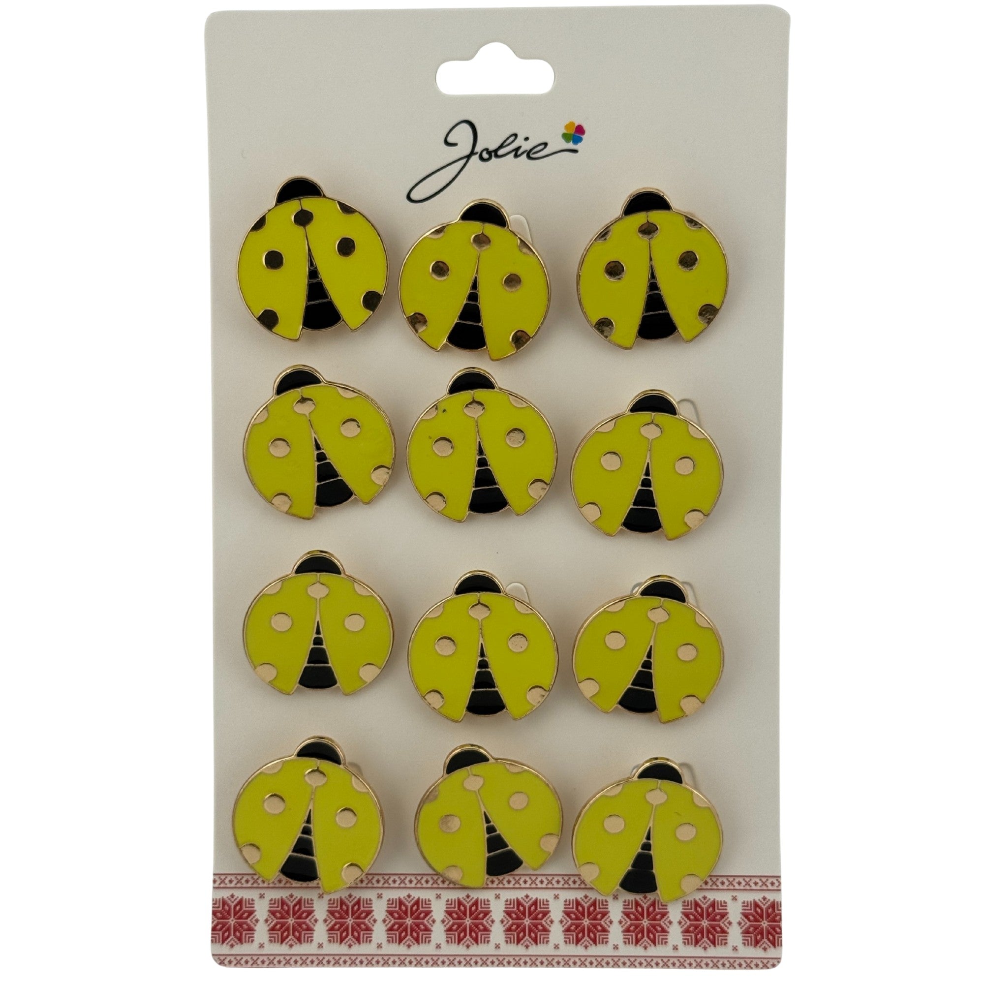 Set 12 Brose Martisor pentru Copii, Model Buburuza, Auriu