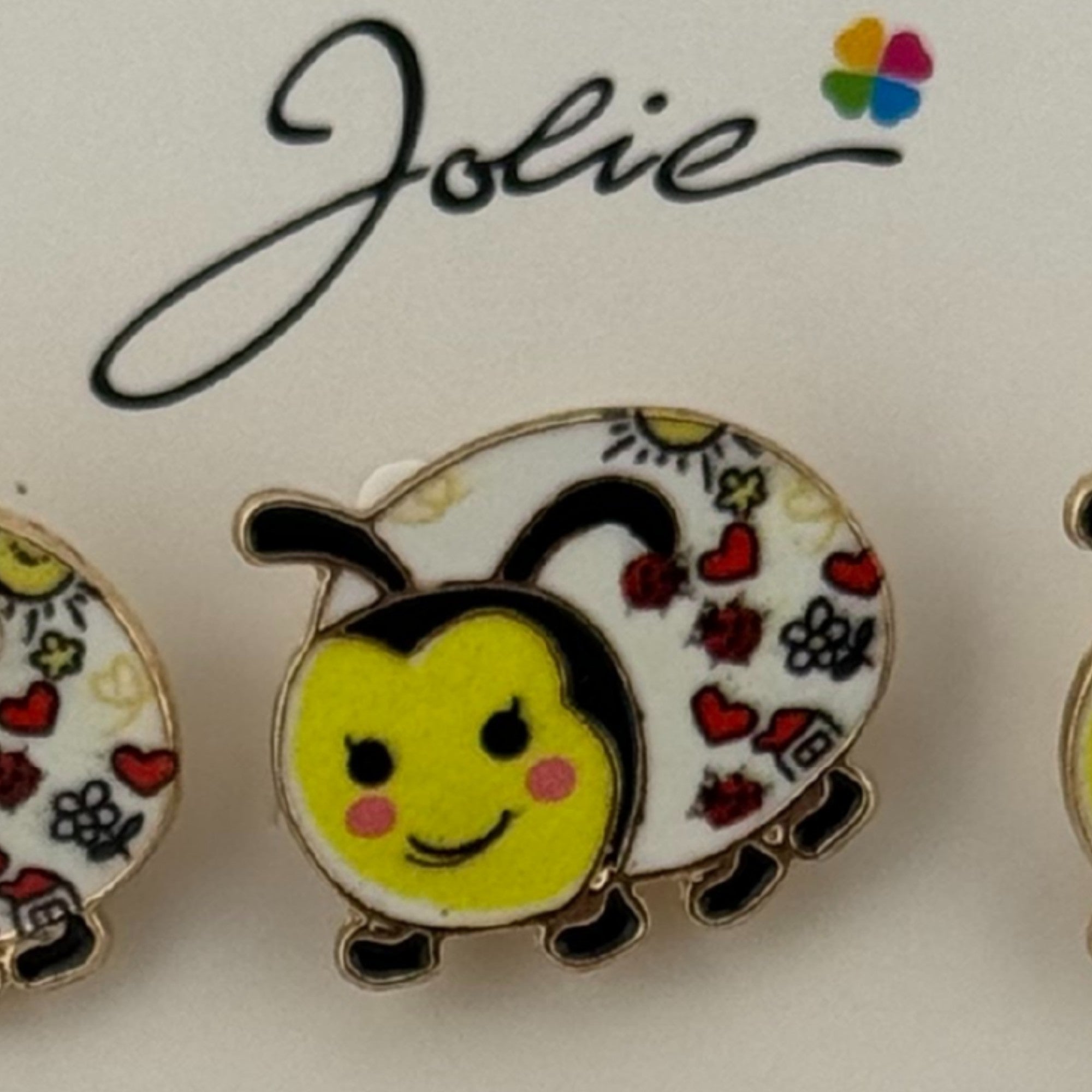 Set 12 Brose Martisor pentru Copii, Model Buburuza, Galbena