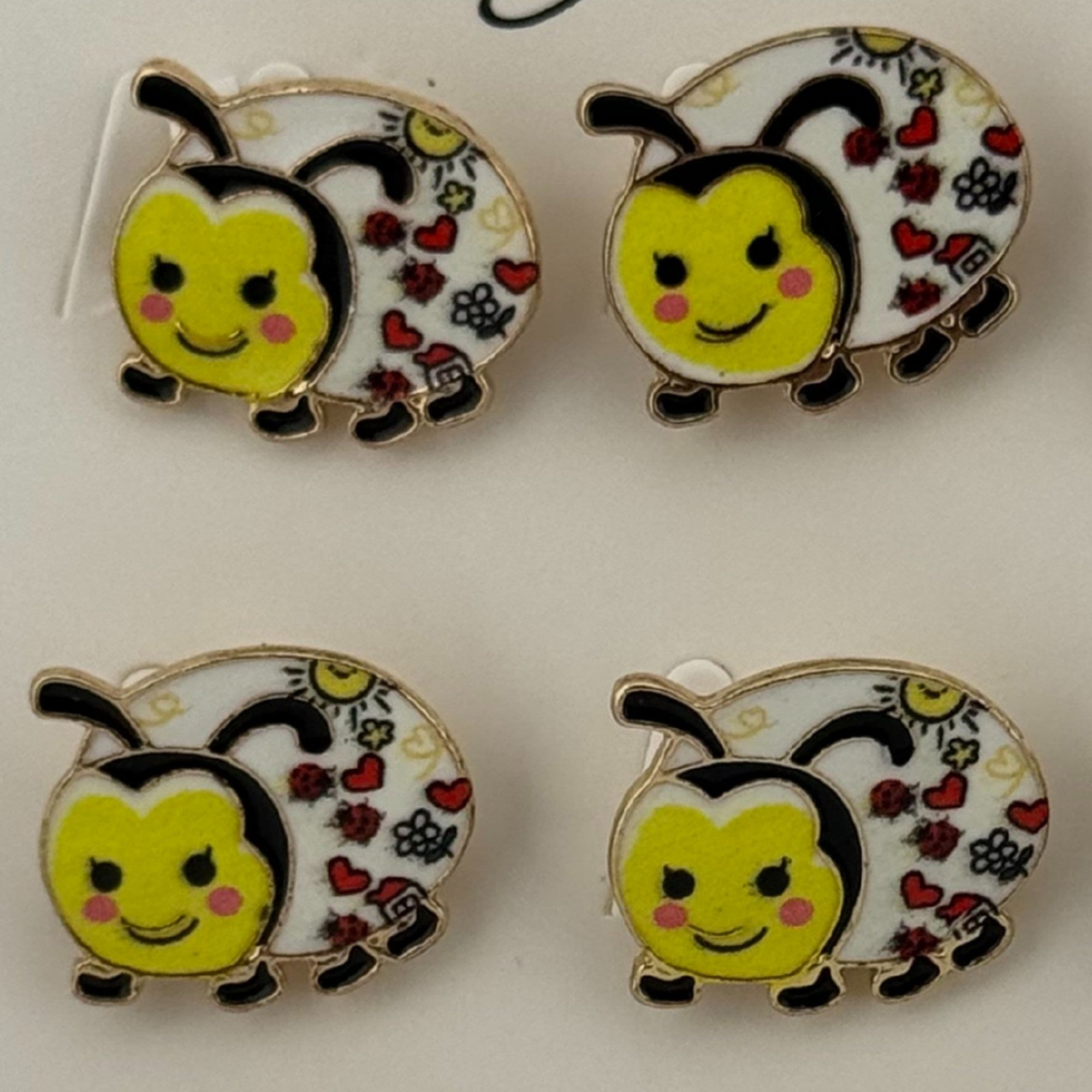 Set 12 Brose Martisor pentru Copii, Model Buburuza, Galbena