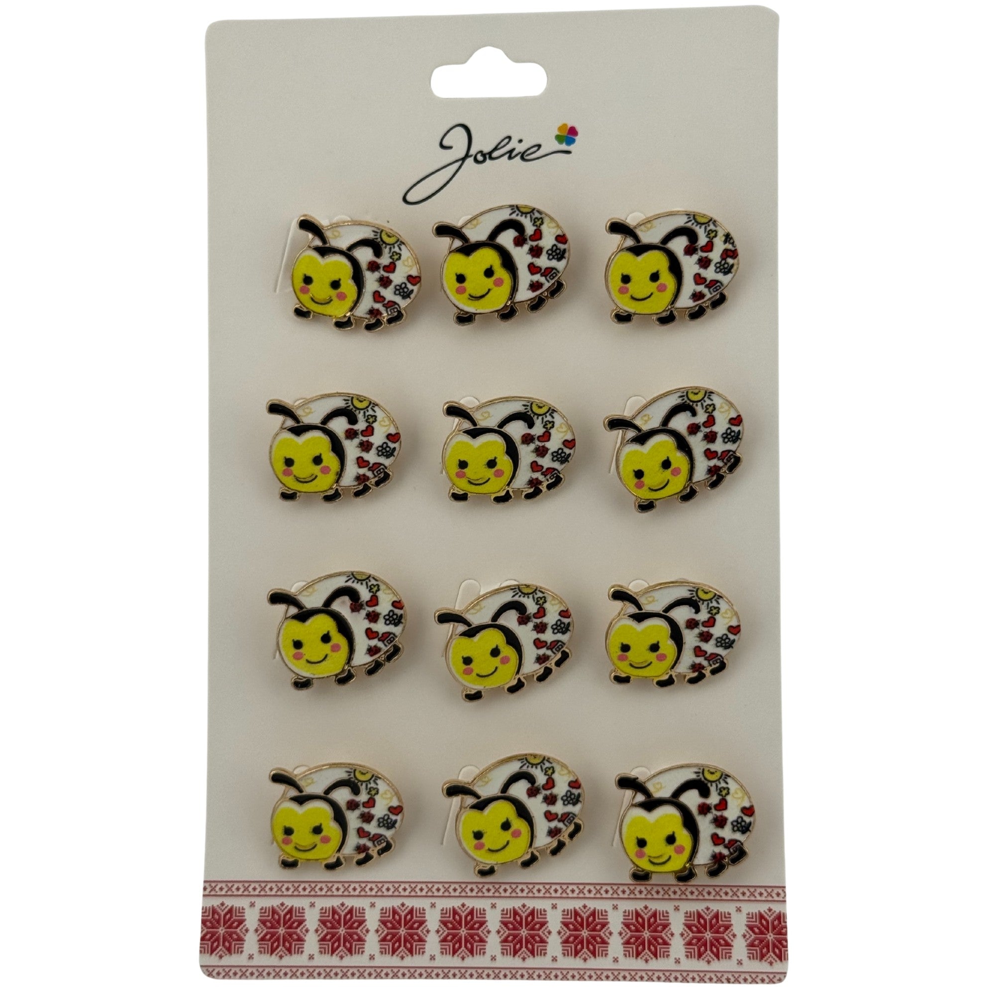 Set 12 Brose Martisor pentru Copii, Model Buburuza, Galbena