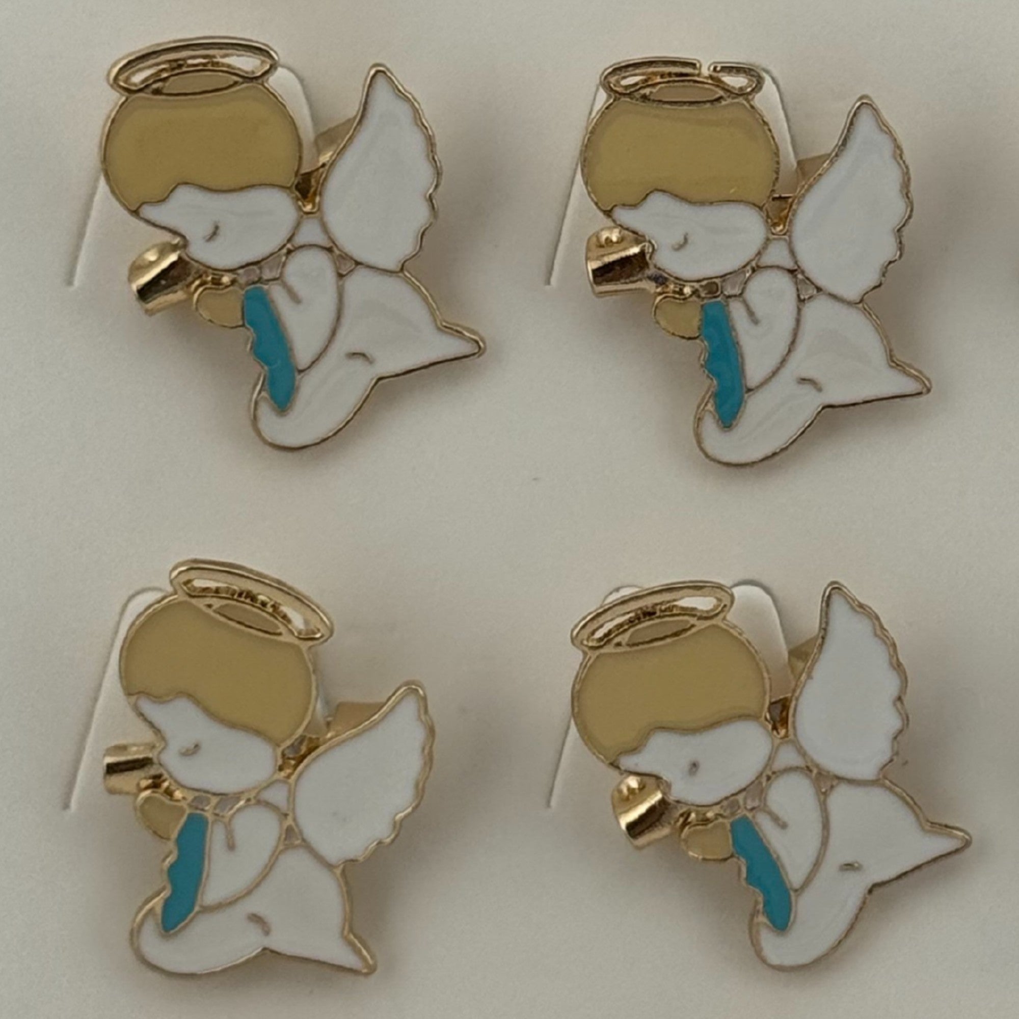 Set 12 Brose Martisor pentru Copii, Model Ingeras, Alb