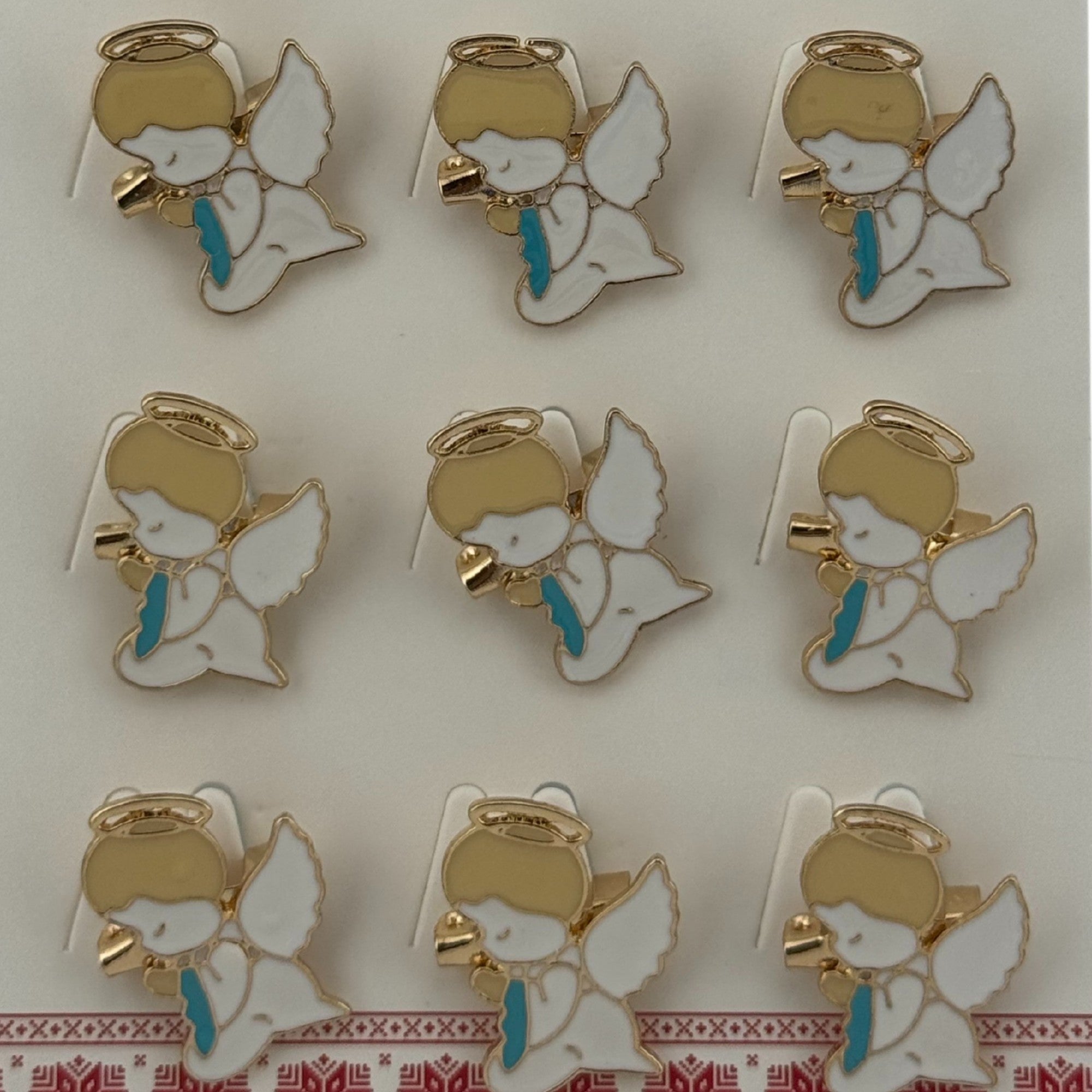 Set 12 Brose Martisor pentru Copii, Model Ingeras, Alb