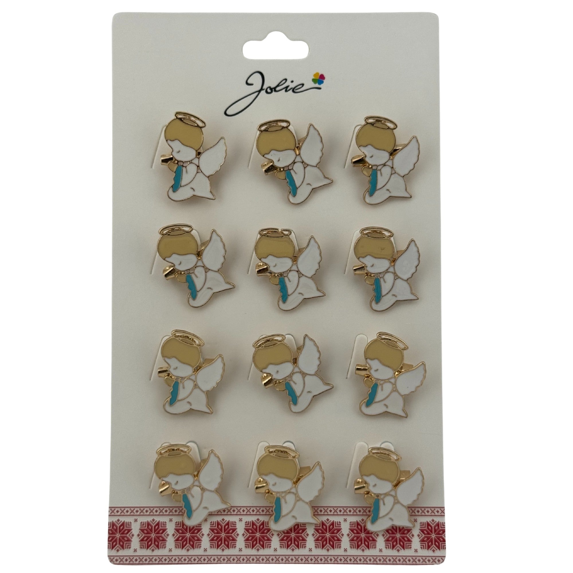 Set 12 Brose Martisor pentru Copii, Model Ingeras, Alb