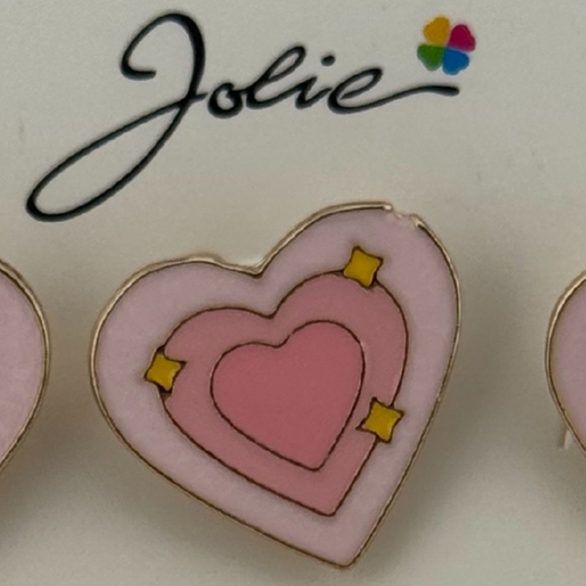 Set 12 Brose Martisor pentru Copii, Model Inima cu Stelute, Roz