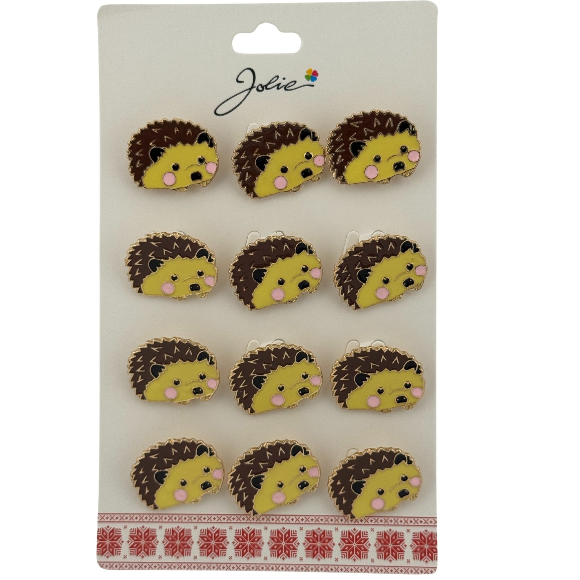 Set 12 Brose Martisor pentru Copii, Model Arici, Maro Galben