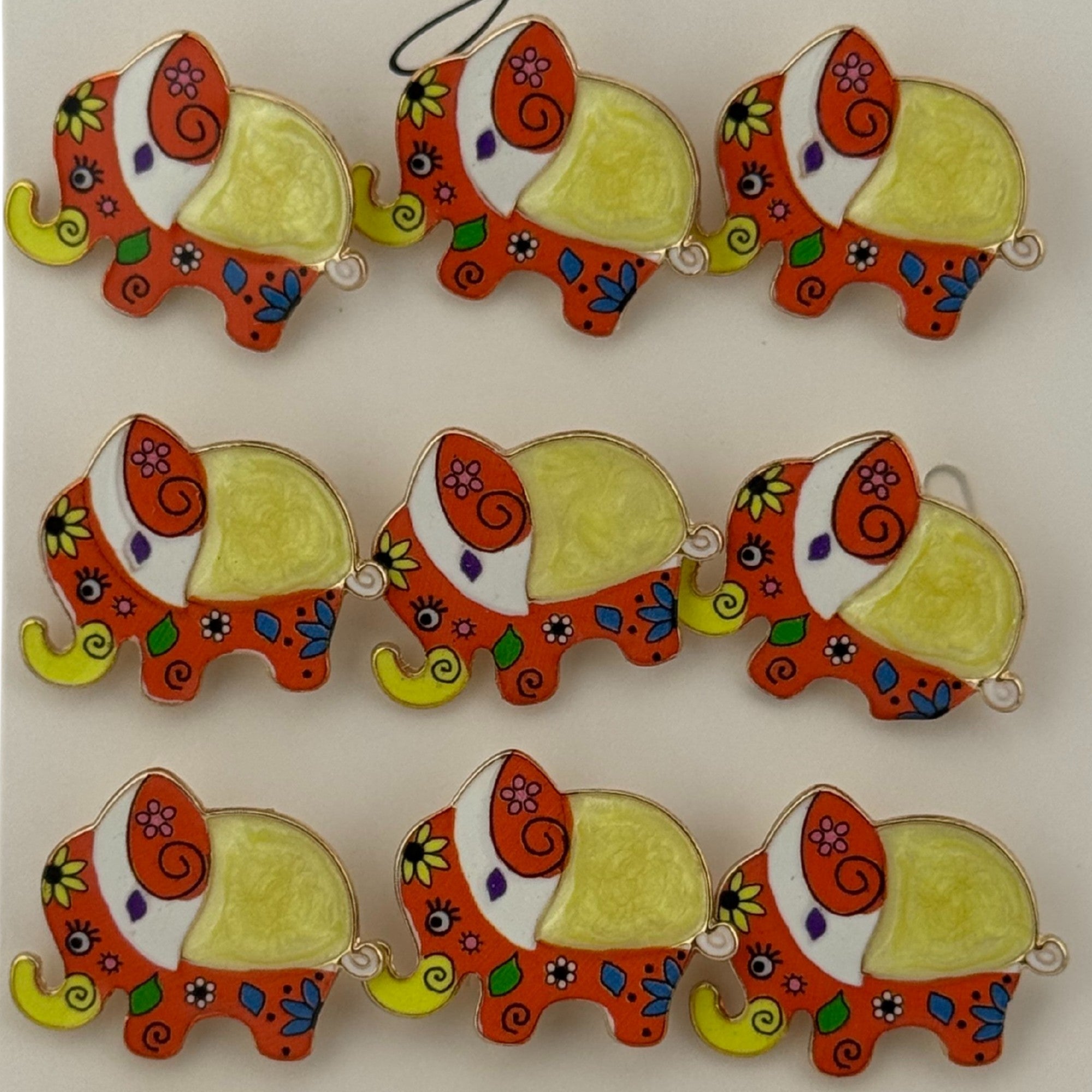 Set 12 Brose Martisor pentru Copii, Model Elefant cu Design, Multicolor
