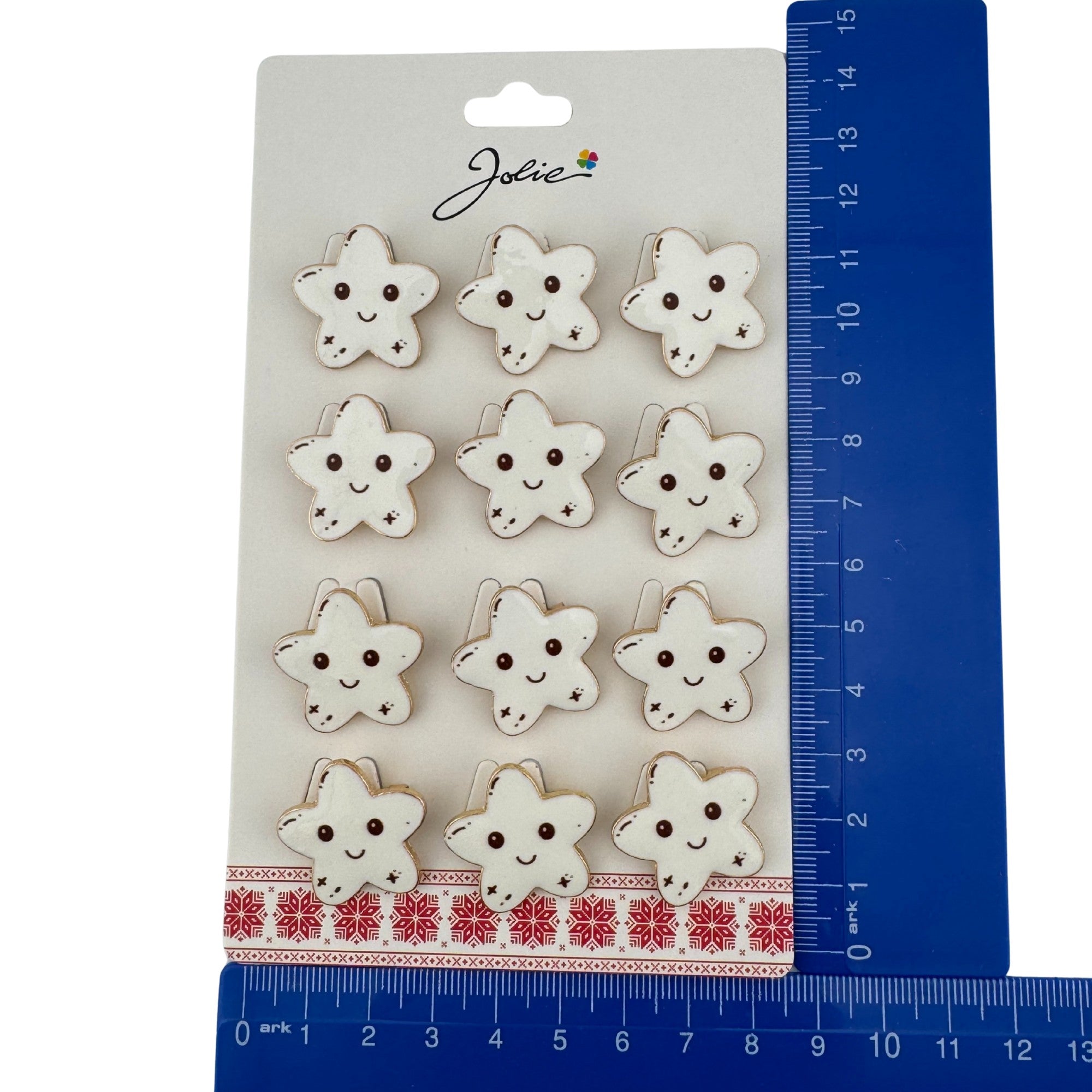 Set 12 Brose Martisor pentru Copii, Model Stea care Zambeste, Alb