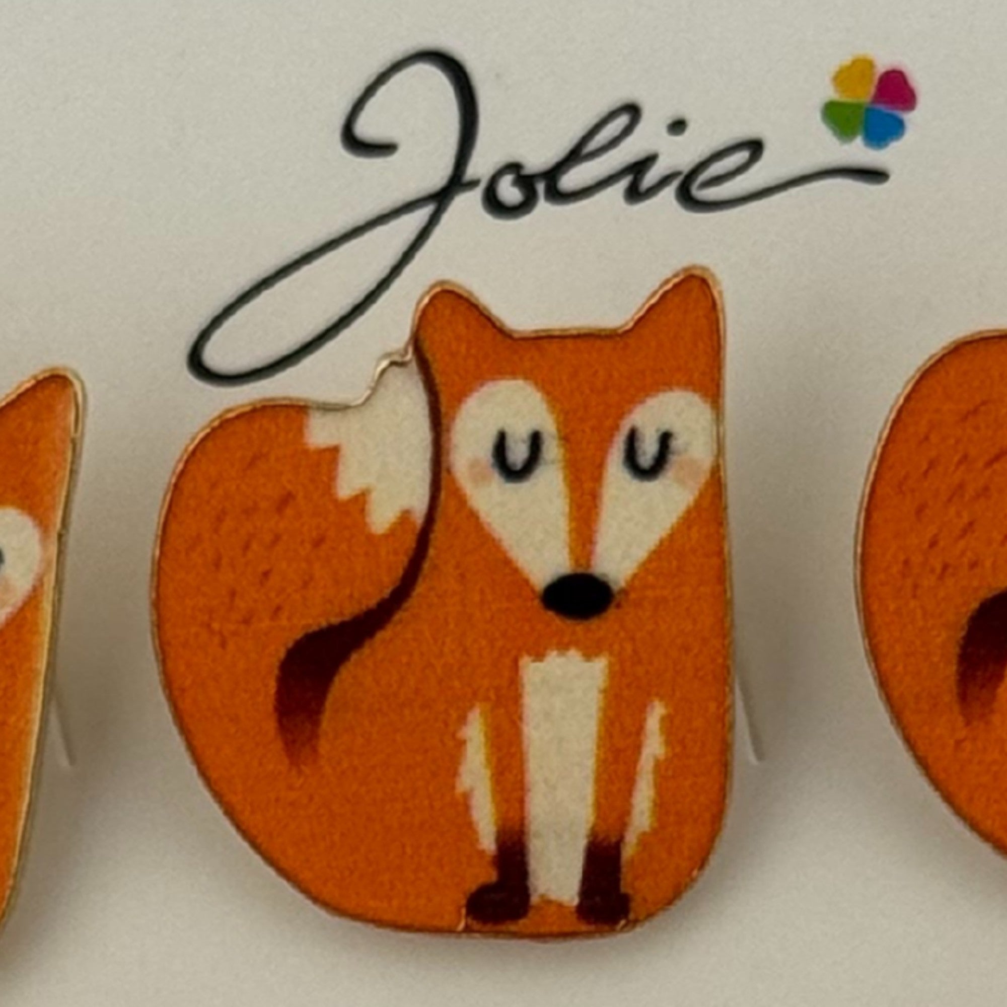 Set 12 Brose Martisor pentru Copii, Model Vulpe Timida, Portocaliu