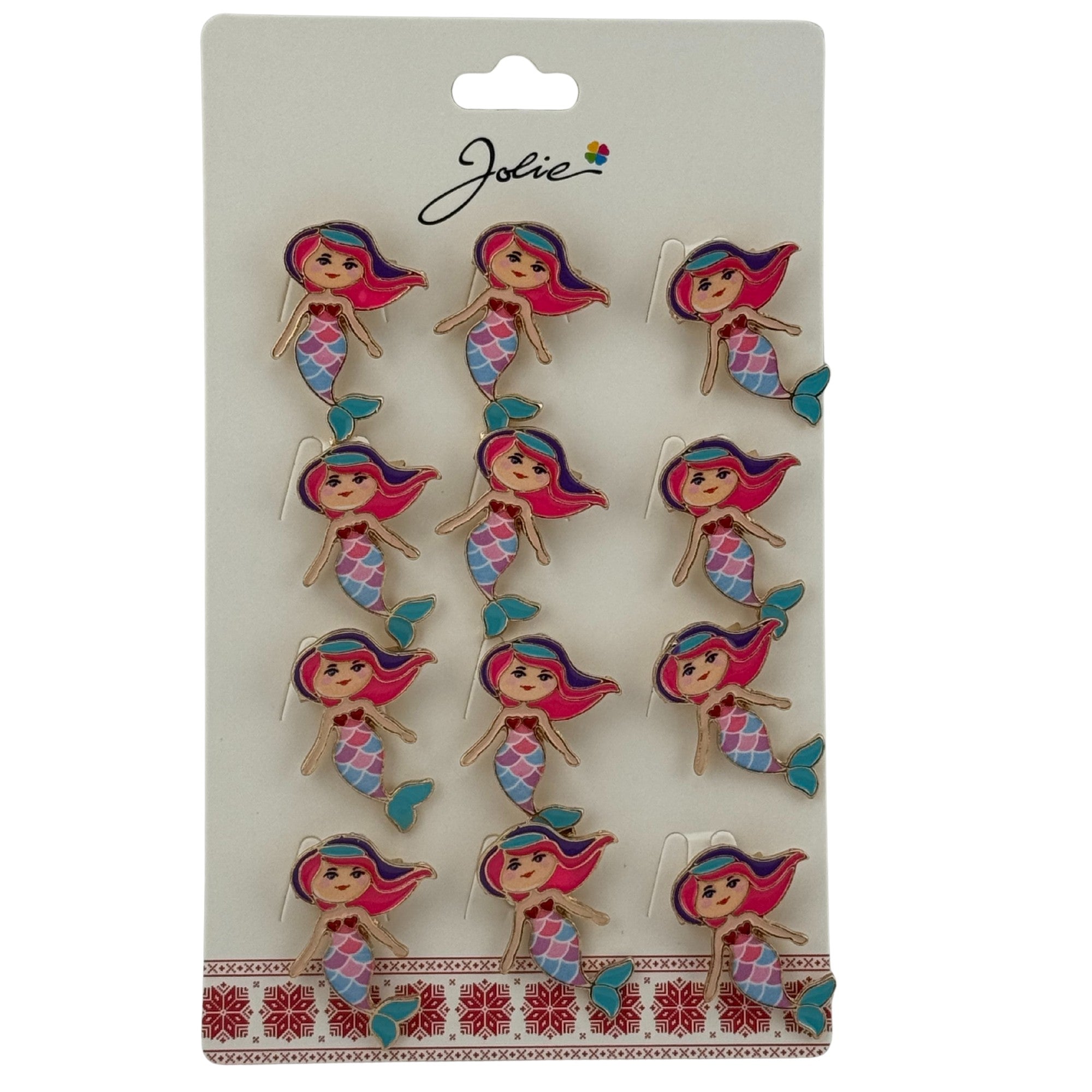 Set 12 Brose Martisor pentru Copii, Model Sirena, Multicolor