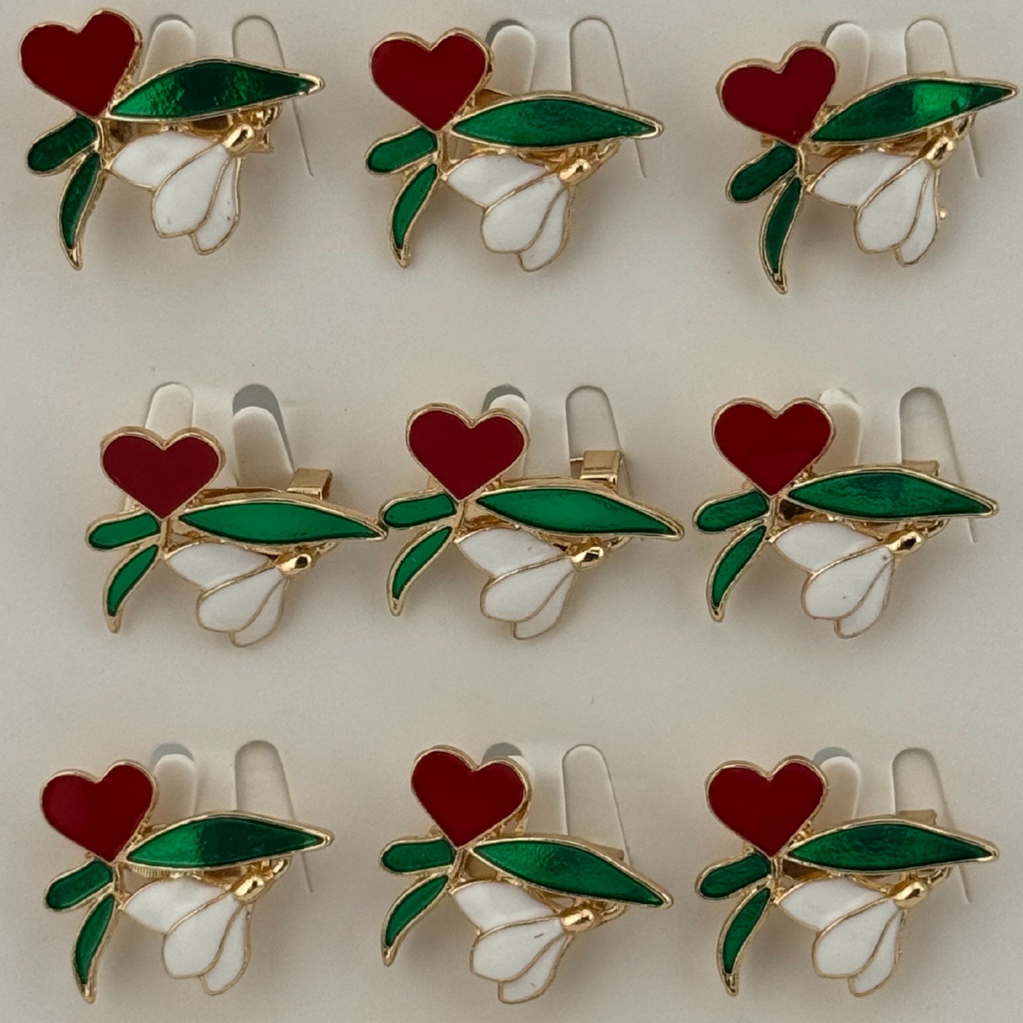 Set 12 Brose Martisor Primavara, Model Ghiocel cu Inima