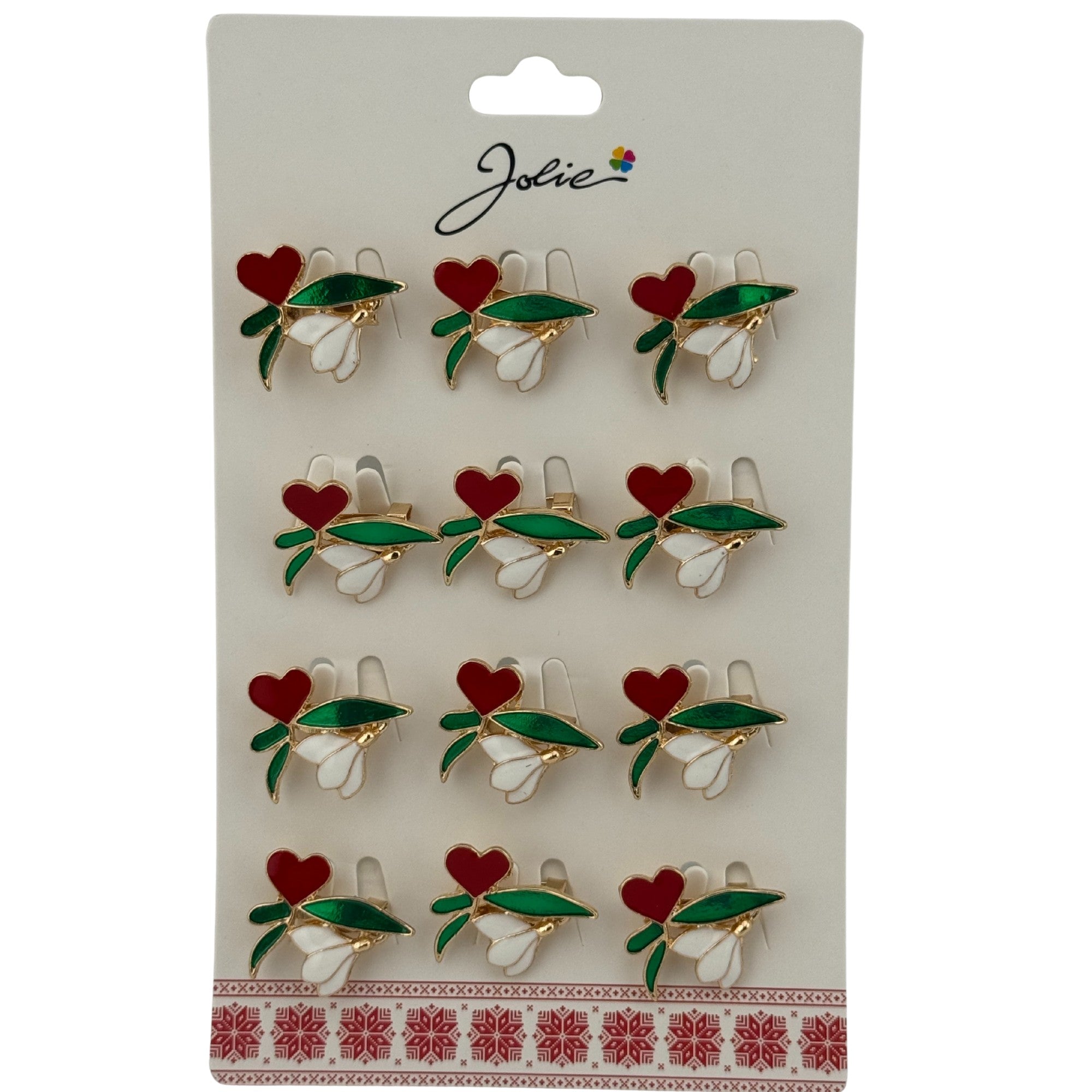 Set 12 Brose Martisor Primavara, Model Ghiocel cu Inima