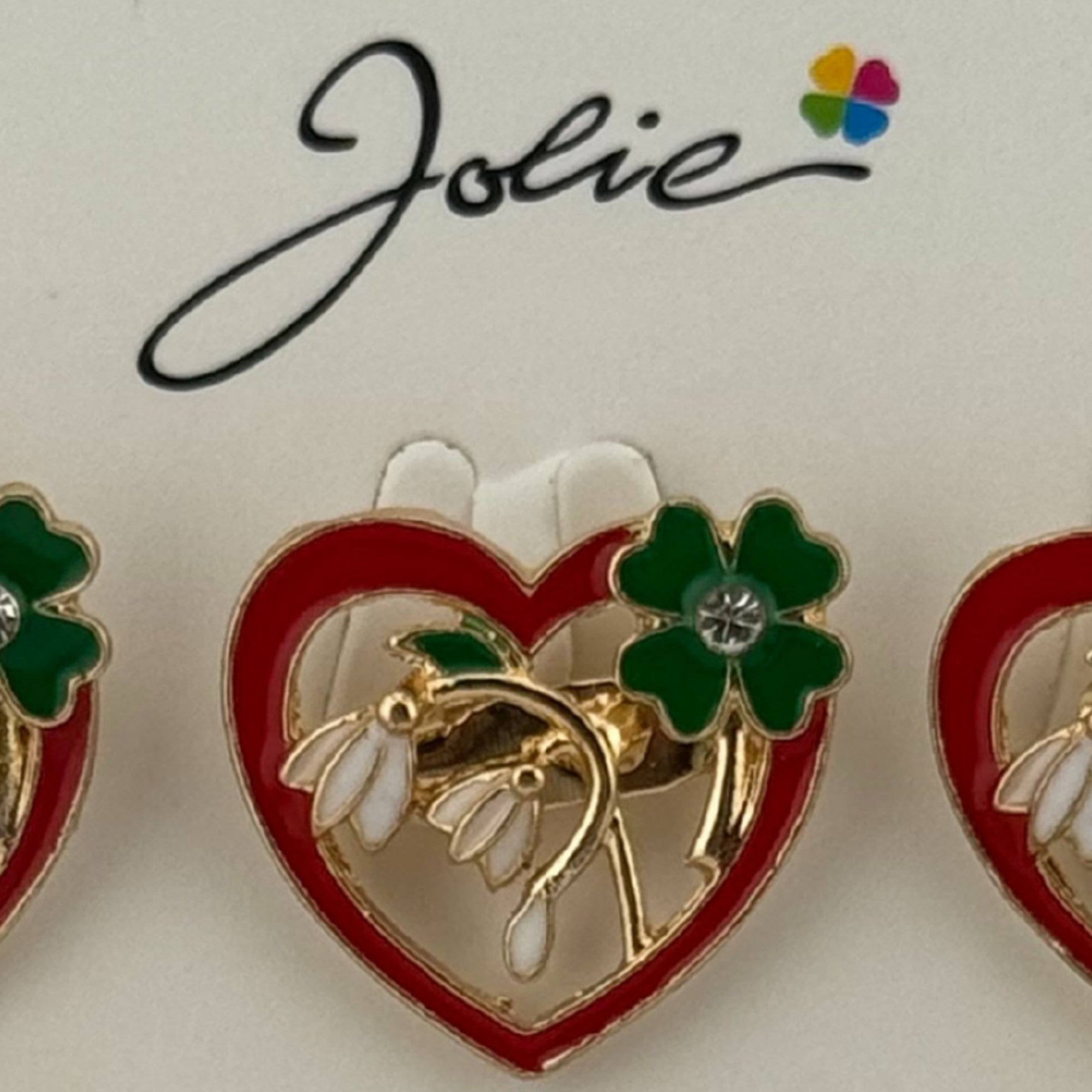 Set 12 Brose Martisor Primavara, Model Inima cu Ghiocei si Trifoi