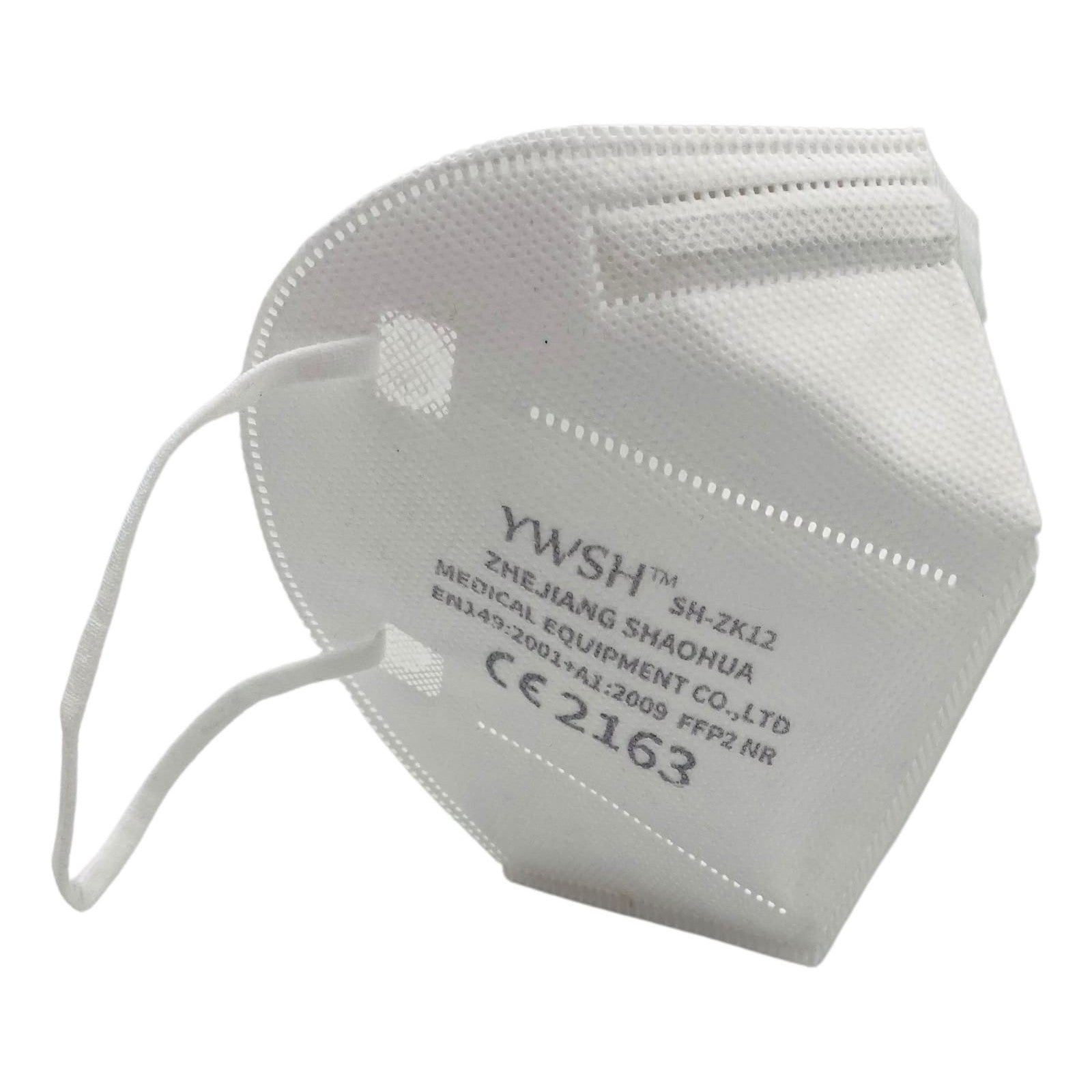 Set 12 bucati Masca de protectie faciala, ®️, de unica folosinta, FFP2 CE 2163, 5 straturi, nesterila, ambalaj individual, Alb