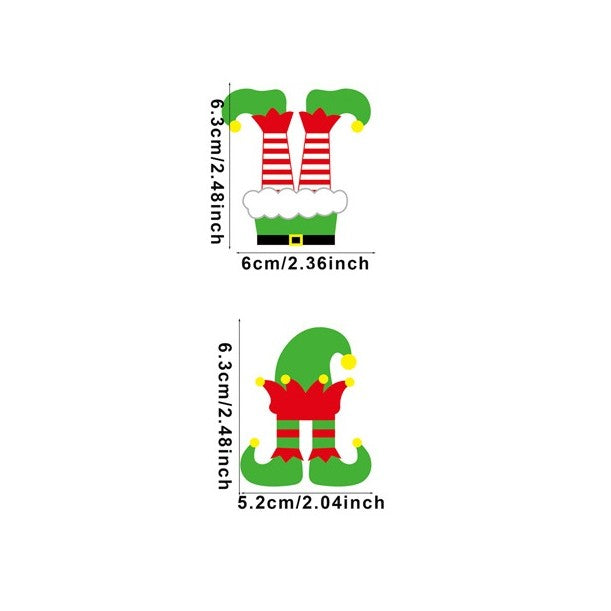 Set 12 Decoratiuni de Craciun din Lemn, cu Snur pentru Agatare in Brad, Model Caciulite 6.3x5.2 cm si Pantaloni 6.3x6 cm, Multicolor