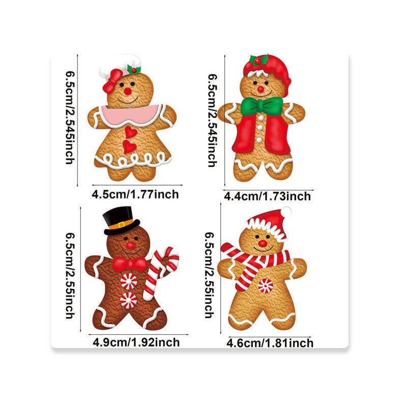 Set 12 Decoratiuni de Craciun din Lemn, cu Snur pentru Agatare in Brad, Model Prajituri Omuleti, Dimensiuni Diferite, 2 Modele, Multicolor