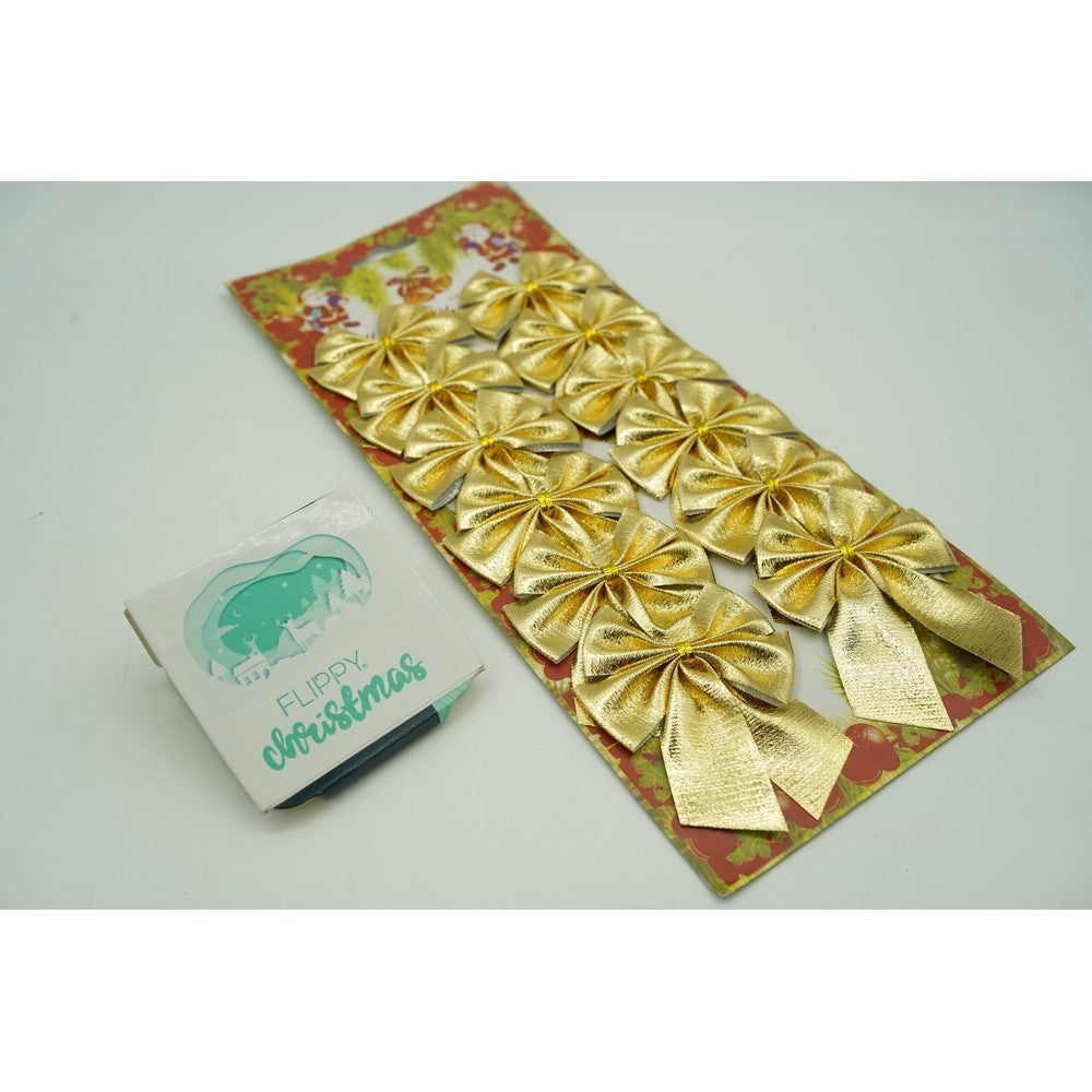 Set 12 fundite pentru brad, Aurii, 6 x 8 cm, din poliester