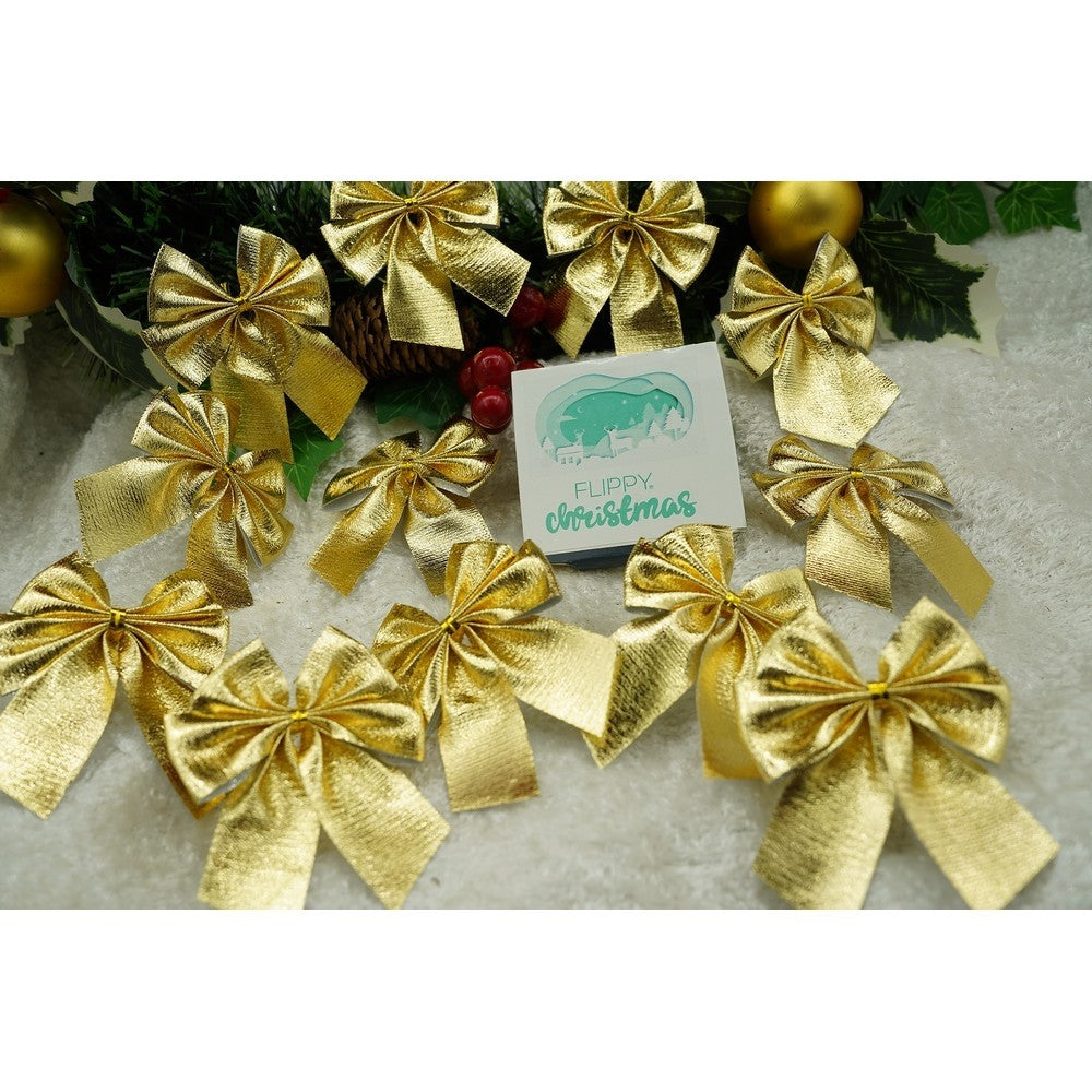 Set 12 fundite pentru brad, Aurii, 6 x 8 cm, din poliester