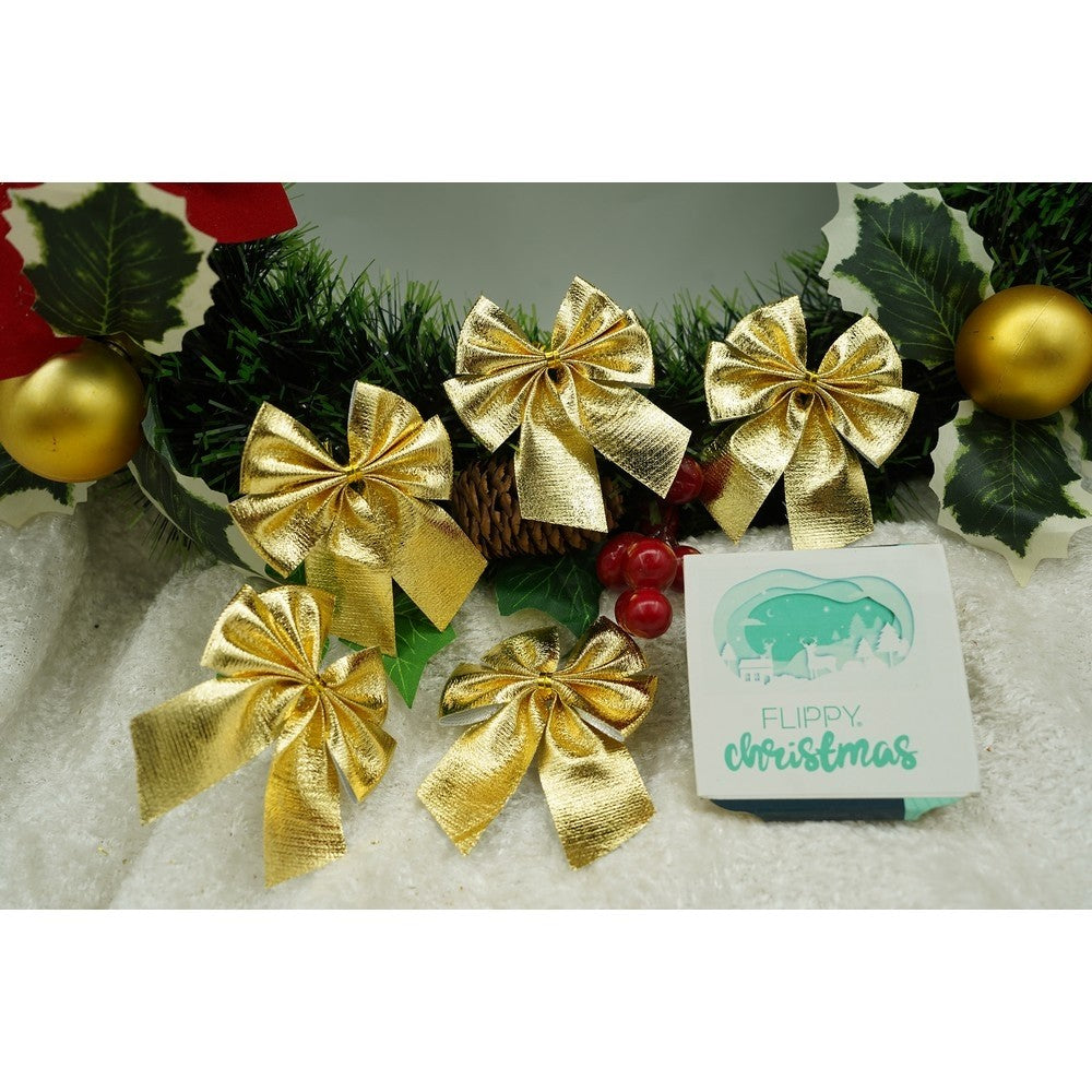 Set 12 fundite pentru brad, Aurii, 6 x 8 cm, din poliester