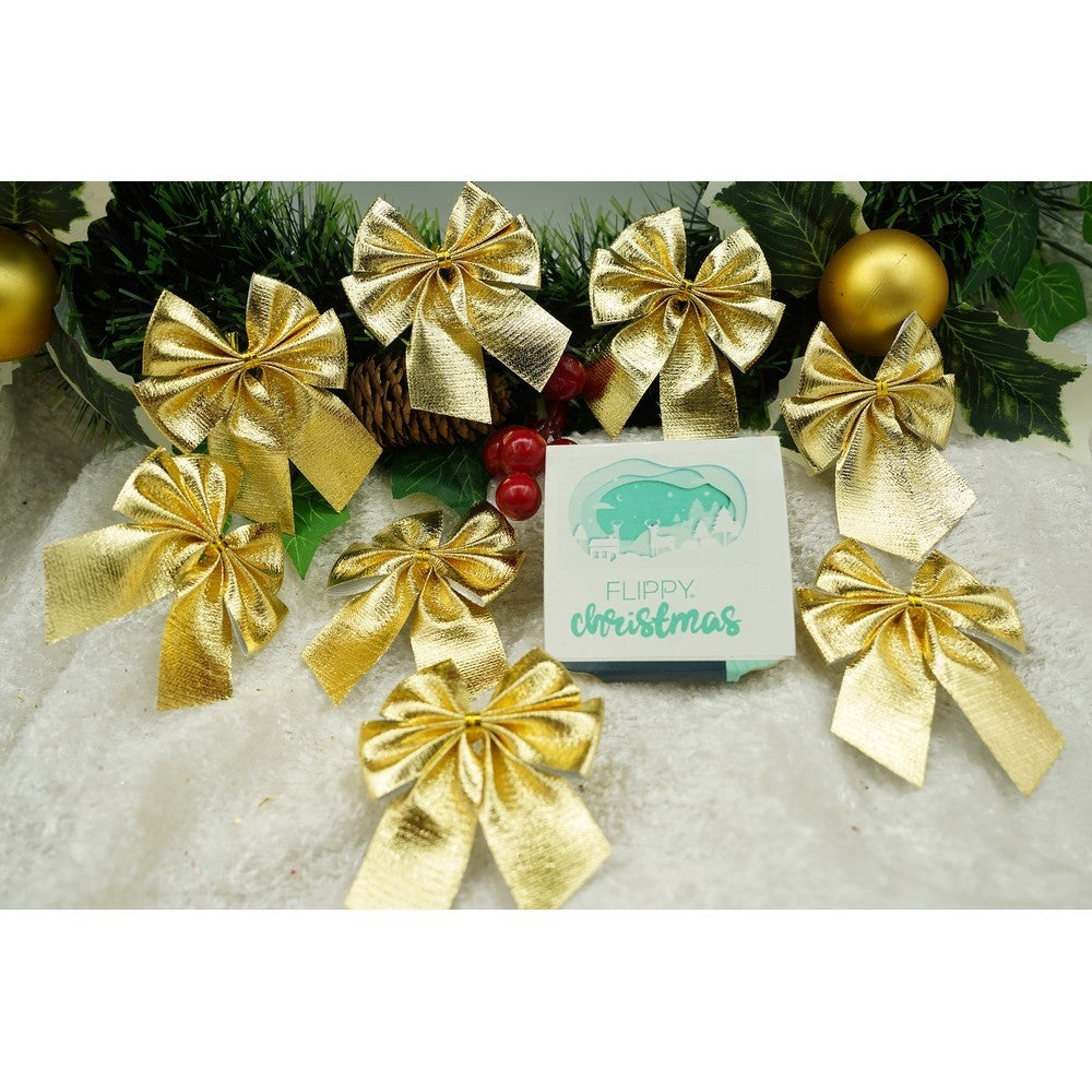 Set 12 fundite pentru brad, Aurii, 6 x 8 cm, din poliester