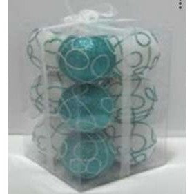 Set 12 globulete 6 turcoaz si 6 alb pictate  - glitter - 6cm