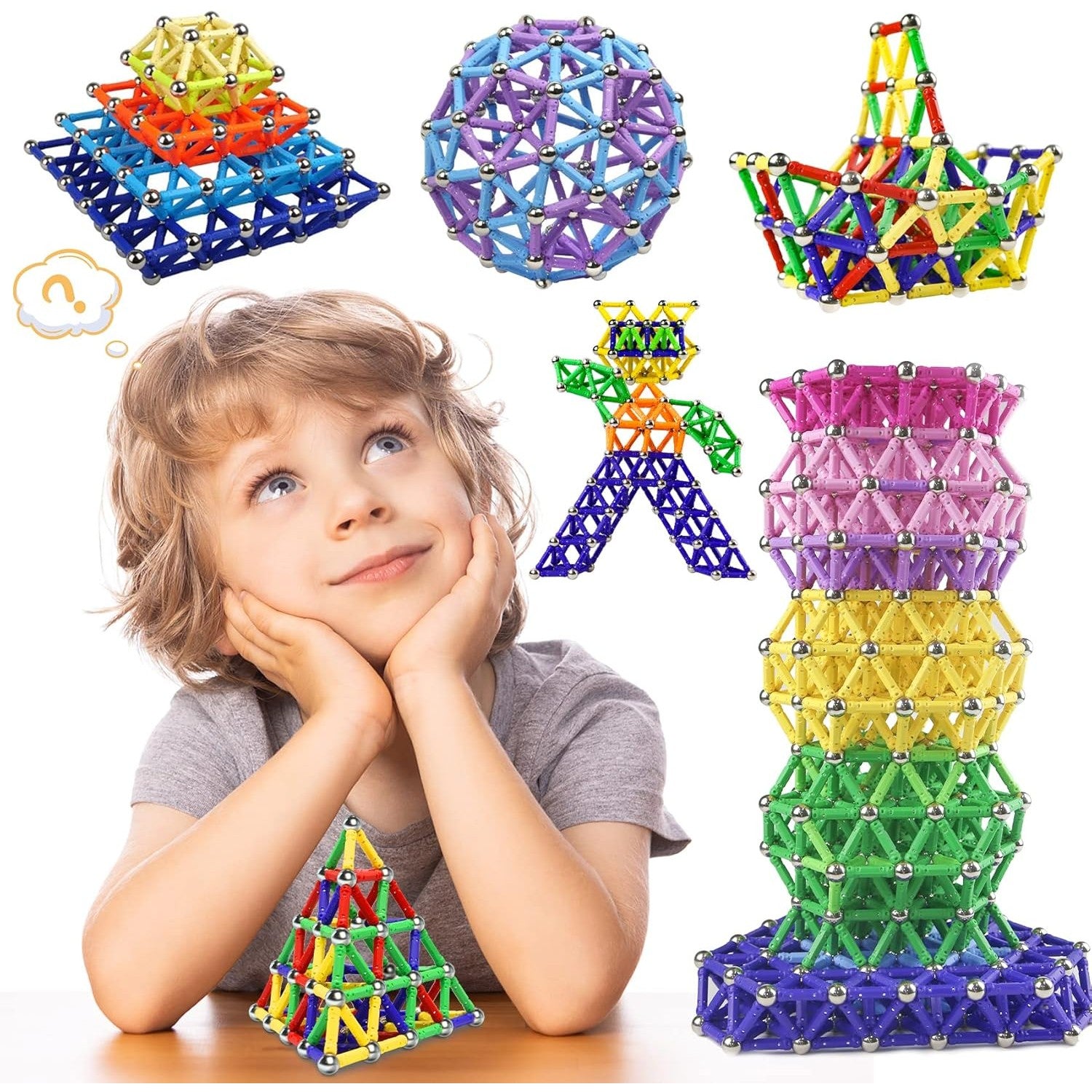 Set 178 Piese Betisoare Magnetice, din Plastic/Magnet, +3 Ani, Multicolor