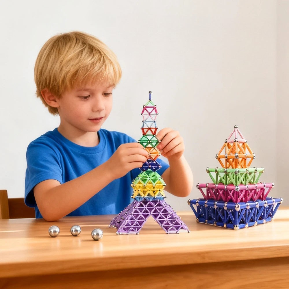 Set 178 Piese Betisoare Magnetice, din Plastic/Magnet, +3 Ani, Multicolor