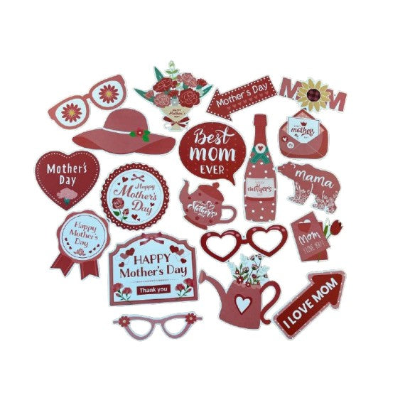 Set 18 Accesorii pentru Petrecere, Props pentru Photo Corner, Tematica Ziua Mamei, Multicolor
