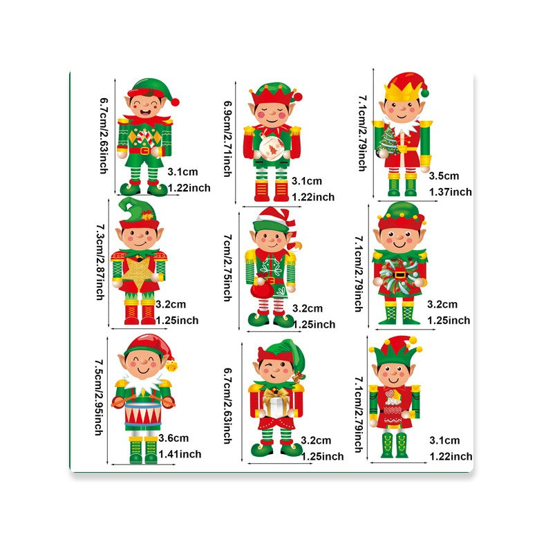 Set 18 Decoratiuni de Craciun din Lemn, cu Snur pentru Agatare in Brad, Model Elfi, Diferite Dimensiuni, Multicolor
