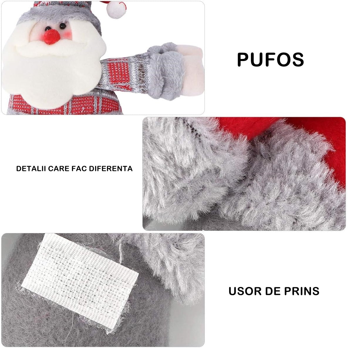 Clema pentru perdea, prindere cu arici, model Mos Craciun pe partea stanga, material textil/poliester, 53 x 23 cm, Multicolor