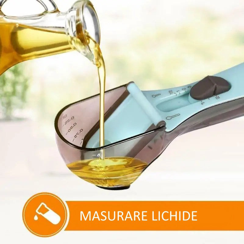 Set 2 Cupe Gradate pentru Bucatarie, Cupe de Masurat Reglabile, Ergonomic, Confortabil, pentru Lichide si Solide, Volum ajustabil 5-30ml, 30-130ml, Culoare Albastru